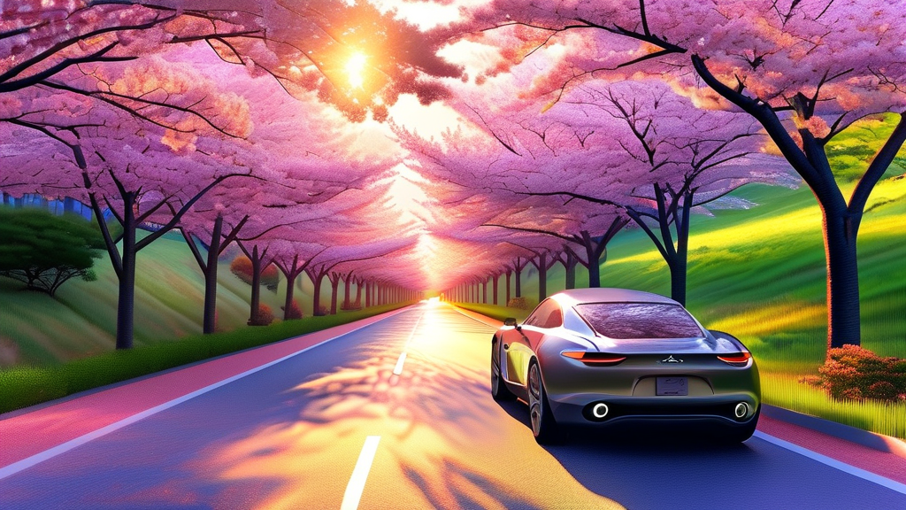 흥무로 벚꽃길: 낭만 가득한 드라이브 코스 (realistic 스타일)