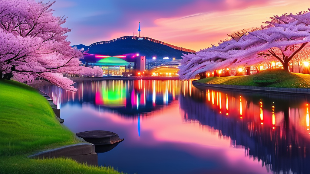 석촌호수 벚꽃 개화 현황 및 축제 정보 (realistic 스타일)