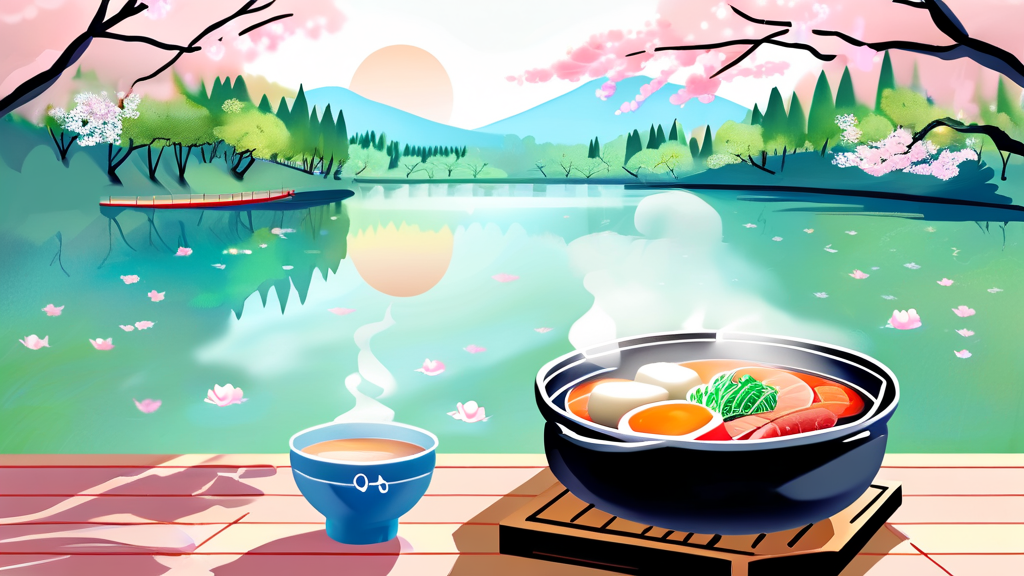 벚꽃 아래 펼쳐지는 특별한 식사 경험 (watercolor 스타일)